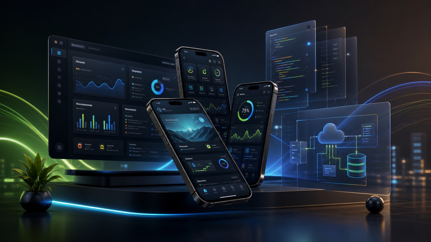 Mobile app and dashboard product studio visual